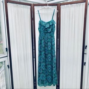 Ruffle front Tribal Maxi Dress